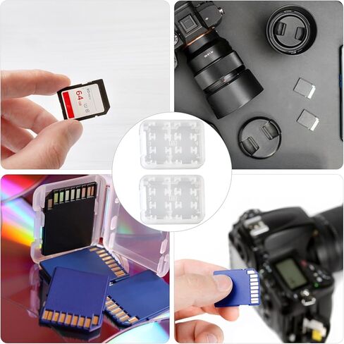 2pcs SD Plastic Memory Card Storage Case - Hard Card Holder for Micro SD, SDHC, TF, MS Cards 8 in 1 Reusable Plastic Memory Card Storage Case (Cards Not Included) in Saudi Arabia