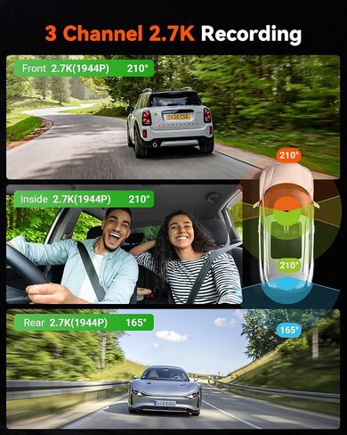 Vantrue E360 Plus 3 Channel 360 Degree WiFi Dash Cam, Dual STARVIS 2, Triple1944P Front Rear and Inside Dashcam, HDR IR Night Vision, GPS, Touchscreen, 24/7 Parking Mode, LTE Support, Support 1TB Max in Saudi Arabia