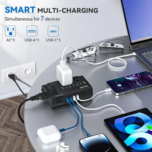 محول Doace 220V إلى 110 فولت للسفر الأوروبي - 350W محول الجهد لنا إلى أوروبا مع 4 أجهزة شحن QC+PD لاستخدام الأجهزة الأمريكية في الخارج - Hairyener Shaver Tootbrush Camera Camera Camera Camera in Kuwait