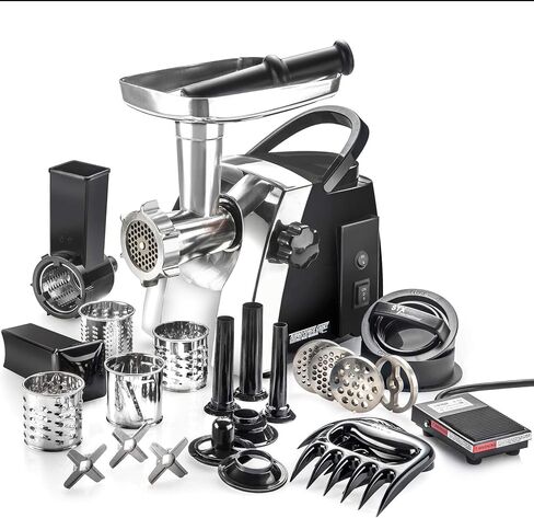STX International Turboforce Cadet 2000 Series Electric Meat Grinder | 6-in-1 Powerful Home Use | Slicer/Shredder/Grater | Sausage Stuffer | Kubbe Maker | 4 Grinding Plates & More Included in Saudi Arabia