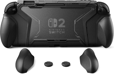 PlayVital for Switch 2 Beyond-Grip Dockable Case, Interchangeable FPS/Omni Ergonomic Grips + Military-Grade Drop Protective Cover + 2 Joystick Caps for Nintendo Switch 2 (Blue & Orange)​ in Saudi Arabia