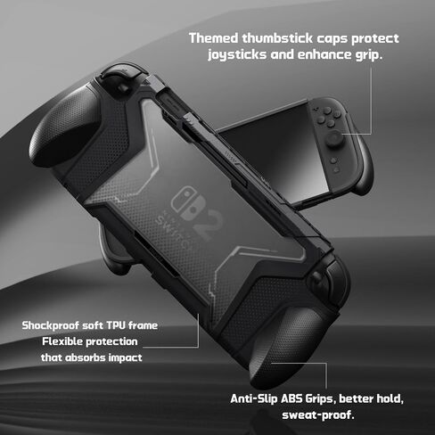 PlayVital for Switch 2 Beyond-Grip Dockable Case, Interchangeable FPS/Omni Ergonomic Grips + Military-Grade Drop Protective Cover + 2 Joystick Caps for Nintendo Switch 2 (Blue & Orange)​ in Saudi Arabia