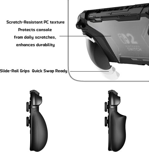 PlayVital for Switch 2 Beyond-Grip Dockable Case, Interchangeable FPS/Omni Ergonomic Grips + Military-Grade Drop Protective Cover + 2 Joystick Caps for Nintendo Switch 2 (Blue & Orange)​ in Saudi Arabia