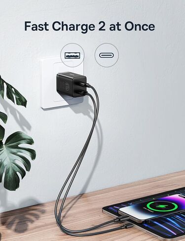 BASEUS PICOGO 67W USB C Charger ، أصغر 3 منفذ شحن سريع مع قابس قابل للطي ، PD/PPS لـ MacBook Air/Pro ، iPhone 16/15 Series ، Galaxy S25/24 ، AirPods 4 & More in Saudi Arabia