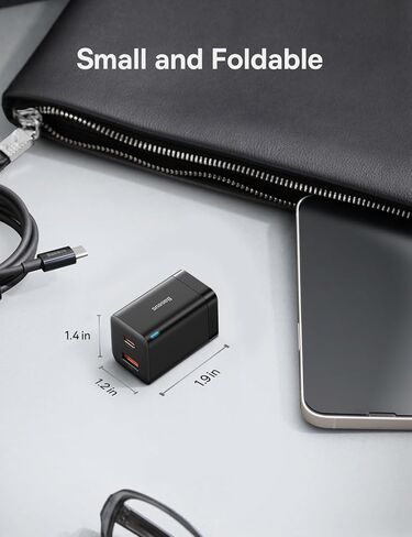 BASEUS PICOGO 67W USB C Charger ، أصغر 3 منفذ شحن سريع مع قابس قابل للطي ، PD/PPS لـ MacBook Air/Pro ، iPhone 16/15 Series ، Galaxy S25/24 ، AirPods 4 & More in Saudi Arabia