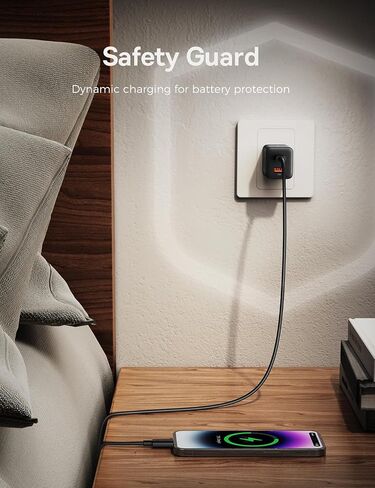 BASEUS PICOGO 67W USB C Charger ، أصغر 3 منفذ شحن سريع مع قابس قابل للطي ، PD/PPS لـ MacBook Air/Pro ، iPhone 16/15 Series ، Galaxy S25/24 ، AirPods 4 & More in Saudi Arabia