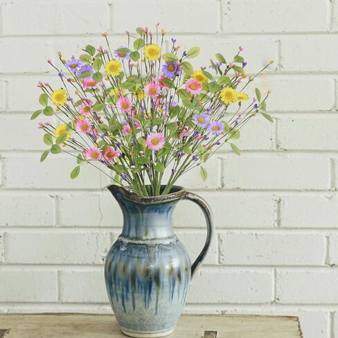 6 قطع من زهور الربيع الاصطناعية مقاس 43.18 سم فروع زهور الربيع من الزهور الصناعية مع توت الأقحوان لمزهرية المنزل في الداخل وتنسيقات الزهور قطع مركزية للطاولة in Kuwait