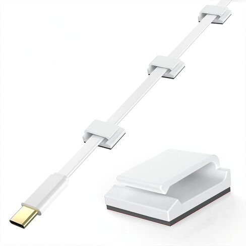 AGPTEK Ethernet Cable Clips, 100 PCS Adhesive Wire Clips, Flat Cord Clips Small Cable Holder Management for Home Wall Flat Ethernet Network Cord Organizer, Decoration Fairy Light Sticky Hooks, White in Saudi Arabia