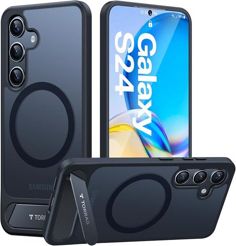 Torras Strong Magnetic و Seamless Stand for Samsung Galaxy S25 Ultra Case ، Fit مع Magsafe ، حماية قطرة من الدرجة الأولى ، Kickstand for Samsung Galaxy S25 Ultra Case ، Back/Black Edge in Kuwait