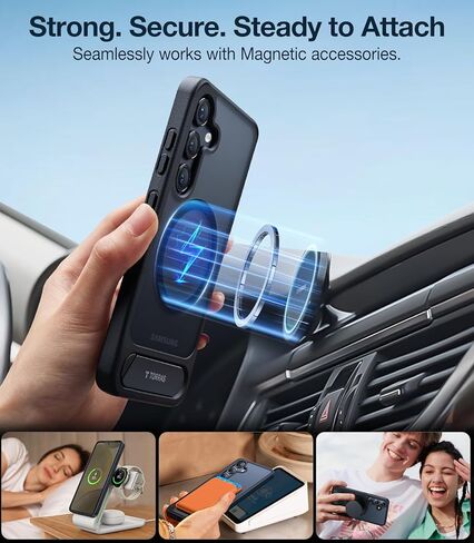 Torras Strong Magnetic و Seamless Stand for Samsung Galaxy S25 Ultra Case ، Fit مع Magsafe ، حماية قطرة من الدرجة الأولى ، Kickstand for Samsung Galaxy S25 Ultra Case ، Back/Black Edge in Kuwait