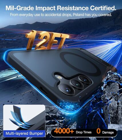 Torras Strong Magnetic و Seamless Stand for Samsung Galaxy S25 Ultra Case ، Fit مع Magsafe ، حماية قطرة من الدرجة الأولى ، Kickstand for Samsung Galaxy S25 Ultra Case ، Back/Black Edge in Kuwait