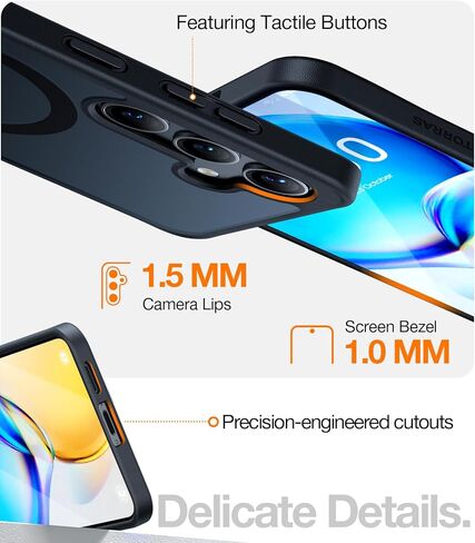 Torras Strong Magnetic و Seamless Stand for Samsung Galaxy S25 Ultra Case ، Fit مع Magsafe ، حماية قطرة من الدرجة الأولى ، Kickstand for Samsung Galaxy S25 Ultra Case ، Back/Black Edge in Kuwait