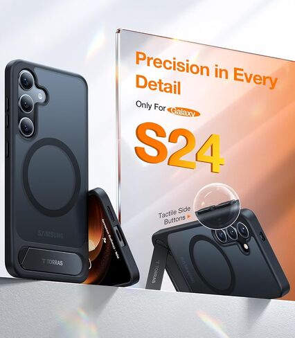 Torras Strong Magnetic و Seamless Stand for Samsung Galaxy S25 Ultra Case ، Fit مع Magsafe ، حماية قطرة من الدرجة الأولى ، Kickstand for Samsung Galaxy S25 Ultra Case ، Back/Black Edge in Kuwait