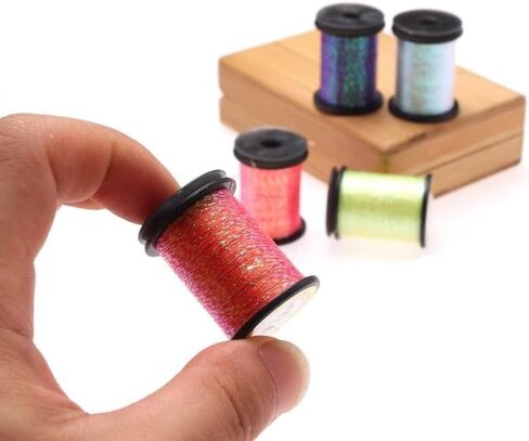 5colors 50M/Spool Glint Nymph Tinsel Sparkling Metallic Thread Fly Fishing Tying Material for Nymph Buzzer Dry Flies in Saudi Arabia