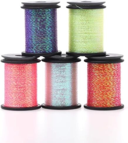 5colors 50M/Spool Glint Nymph Tinsel Sparkling Metallic Thread Fly Fishing Tying Material for Nymph Buzzer Dry Flies in Saudi Arabia