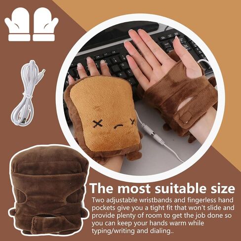 USB Hand Warmers, Cute Heated Gloves, Half Wearable 5V USB Powered Toast Fingerless Hand Warmer in Saudi Arabia