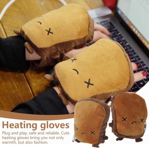 USB Hand Warmers, Cute Heated Gloves, Half Wearable 5V USB Powered Toast Fingerless Hand Warmer in Saudi Arabia