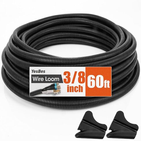 60 FT Wire Loom 3/8 Inch, Split Wire Loom Tubing Wire Conduit, Wire Protector Tubing – Black in Saudi Arabia
