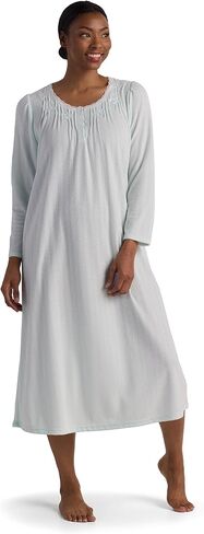 ثوب نوم نسائي طويل منسوج على شكل قرص العسل من Miss Elaine، فستان بأكمام طويلة، ملابس نوم وملابس للاسترخاء in Kuwait