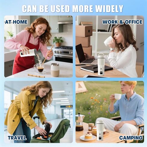 Kivra Travel Kettle-316 غلاية محمولة من الفولاذ المقاوم للصدأ ، غلاية مائية محمولة 450 مل مع 6 درجة حرارة تحكم في درجة الحرارة ، مغلق السيارات والحماية الجافة ، غلاية كهربائية صغيرة للاستخدام العالمي (100-240 فولت) in Kuwait