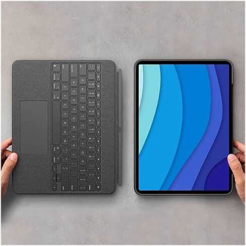 Logitech Combo Touch iPad Pro 12.9-inch(5th, 6th gen - 2021, 2022)Keyboard Case -Detachable Backlit Keyboard with Kickstand, Click-Anywhere Trackpad, Smart Connector - Oxford Gray (Renewed) in Saudi Arabia