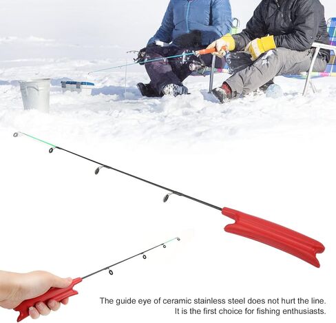Dioche Ice Fishing Rod, Ultra Short Fiberglass Ice Fishing Rods, Portable Lightweight Solid Rod, Winter Fishing Rods for Freshwater Saltwater in Saudi Arabia