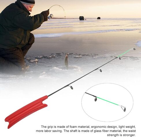 Dioche Ice Fishing Rod, Ultra Short Fiberglass Ice Fishing Rods, Portable Lightweight Solid Rod, Winter Fishing Rods for Freshwater Saltwater in Saudi Arabia