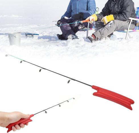 Dioche Ice Fishing Rod, Ultra Short Fiberglass Ice Fishing Rods, Portable Lightweight Solid Rod, Winter Fishing Rods for Freshwater Saltwater in Saudi Arabia