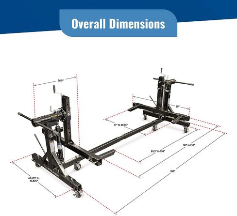 Eastwood Eastwood 3000LB Rotisserie | السيارات الدوار الدوار للسيارات لاستعادة السيارات | مكونات الفولاذ المقياس الثقيلة | 2 Post Rotisserie Lift مع ستة عجلات 4 بوصة | أسود in Saudi Arabia