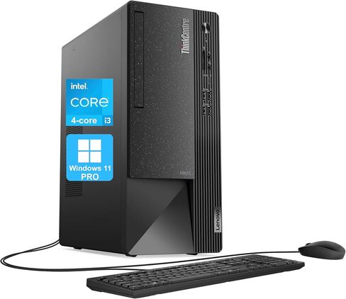 Lenovo ThinkCentre Neo 50t Tower Desktop Computer, 4-core Intel Core i3-13100, 32GB RAM, 1TB SSD, 3-Monitor Ports (DP+HDMI+VGA), RJ-45, WiFi, USB-C, Card Reader, Wired KB & Mouse, Windows 11 Pro in Saudi Arabia