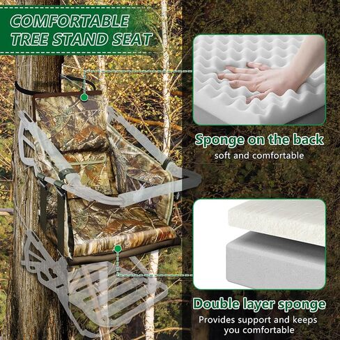 UQM Tree Stand Prestive مقعد ، ومقاعد Treestand القابلة للتعديل للصيد ، ومقعد شجرة الصيد المريح يناسب درجات شجرة الغزلان المتسلق in Kuwait
