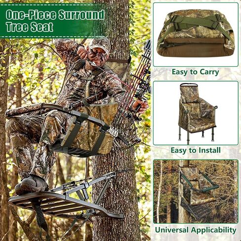 UQM Tree Stand Prestive مقعد ، ومقاعد Treestand القابلة للتعديل للصيد ، ومقعد شجرة الصيد المريح يناسب درجات شجرة الغزلان المتسلق in Kuwait
