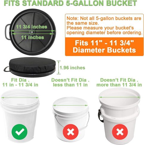 5 Gallon Bucket Seat, 360-Degree Swivel Bucket Lid Seat with Waterproof Cover, Heavy Duty Foam Cushioned Bucket Seat for Dove Duck Hunting, Camping, Fishing, Baseball, Gardening, DIY in Saudi Arabia