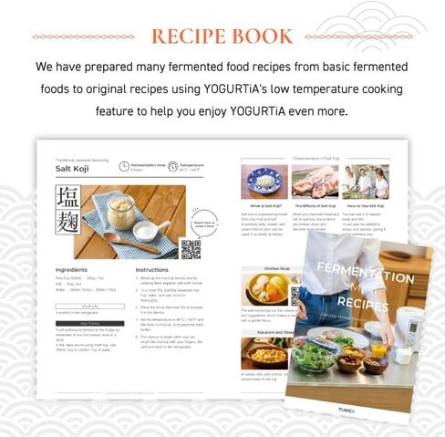 [TANICA] YOGURTiA Fermented Food Maker (1.1L, White, Made in Japan) - Makes Yogurt and Amazake - Includes 2 Glass Pots + Onsen Eggs Stand in Saudi Arabia