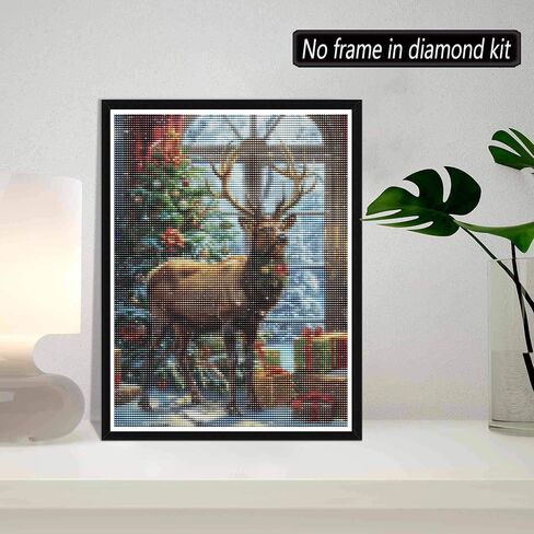 SKRYUIE 5D Diamond Painting Kits Deer for Adult Full Round Drill, DIY Paint with Diamonds Art Christmas Crystal Embroidery Cross Stitch Art Craft Wall Office Decoration 12x16 inch 18 in Kuwait