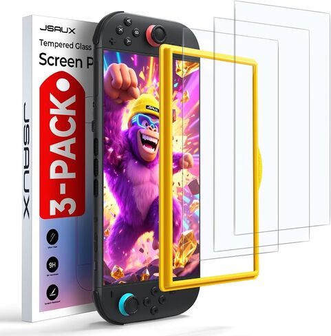 JSAUX 3-Pack Anti-Glare Screen Protector for Nintendo Switch 2, Matte Tempered Glass Protector Easy to Install with Guiding Frame 9H Hardness Scratch Resistant Accessories for Switch2 in Saudi Arabia