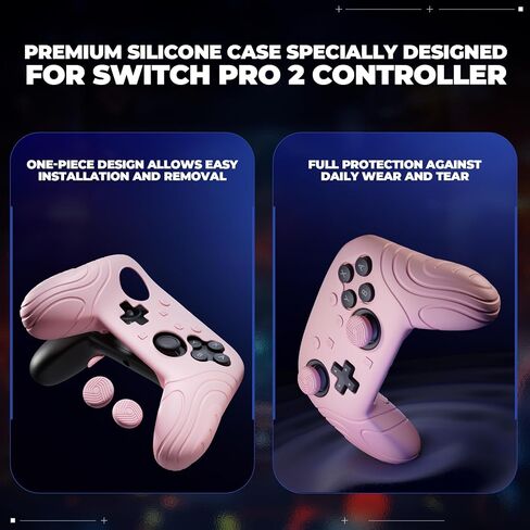 playvital for Nintendo Switch 2 Pro Controller Silicone Cover – Samurai Edition Protective Skin Case for Switch 2 Pro Controller with Back Button Caps & Thumb Grips & Stickers, Shockproof - Black in Saudi Arabia