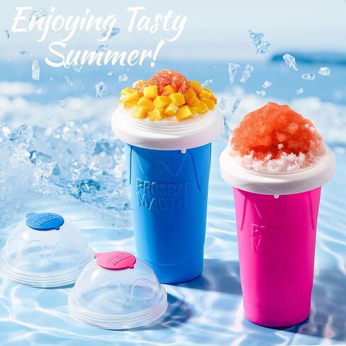 كوب Slushie مع Lids -2 Pack فوري سحري أكواب سحرية مع ملعقة قش 2 في 1 ، كوب ثلج للأطفال DIY مرح للحليب ، العصائر ، علاجات الصيف in Kuwait