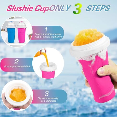 كوب Slushie مع Lids -2 Pack فوري سحري أكواب سحرية مع ملعقة قش 2 في 1 ، كوب ثلج للأطفال DIY مرح للحليب ، العصائر ، علاجات الصيف in Kuwait