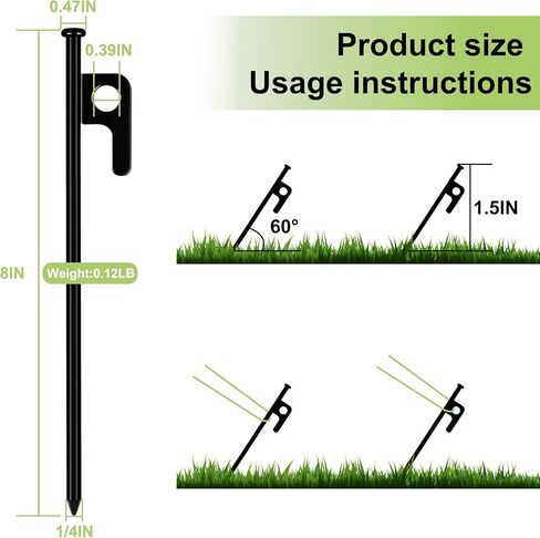 8 Pack Tent Stakes Heavy Duty Forged Steel Camping Stakes for Ground Outdoor Decorations Canopy in Saudi Arabia
