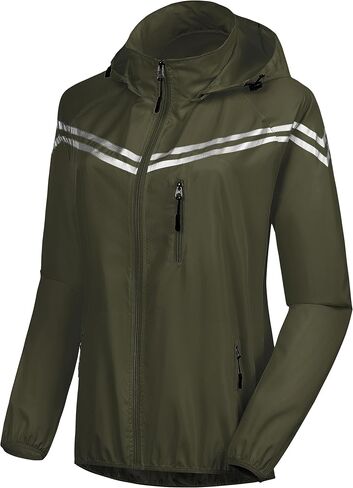 CREATMO US Women's Packable Waterproof Running Rain Coat Reflective Cycling Jacket Windbreaker With Detachable Hood in Kuwait