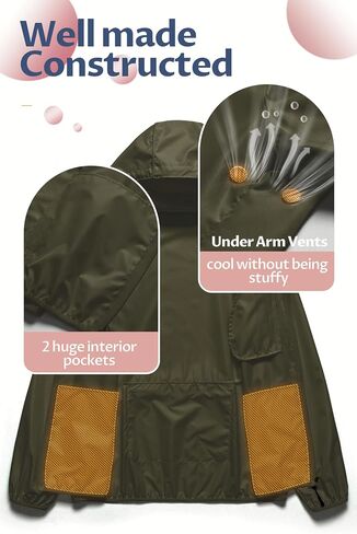 CREATMO US Women's Packable Waterproof Running Rain Coat Reflective Cycling Jacket Windbreaker With Detachable Hood in Kuwait
