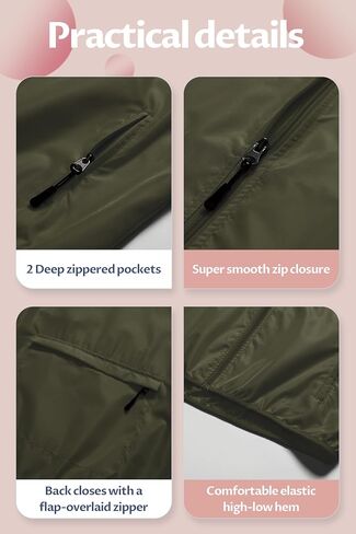 CREATMO US Women's Packable Waterproof Running Rain Coat Reflective Cycling Jacket Windbreaker With Detachable Hood in Kuwait