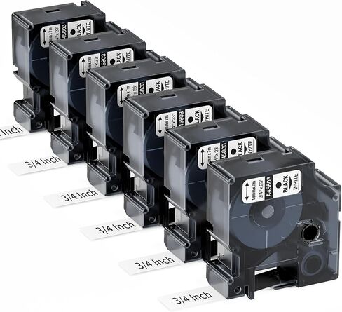 6-Pack Compatible Dymo D1 Label Tape 45013 1/2 Inch x 23 Ft Replace DYMO Label Maker Refills d1 a45013 S0720530, Black on White, 45013s for Dymo LabelManager 160 280 210D 360D 420P PnP in Kuwait