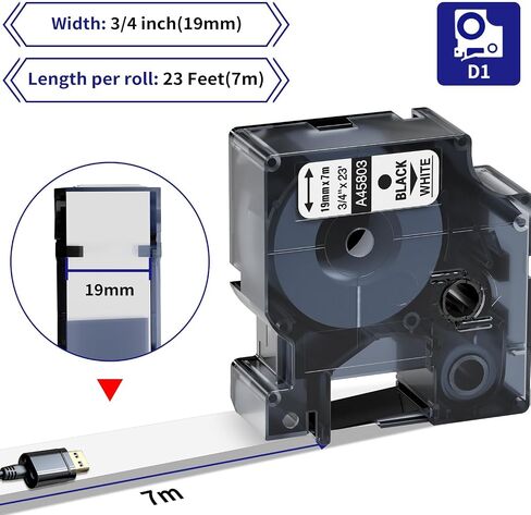 6-Pack Compatible Dymo D1 Label Tape 45013 1/2 Inch x 23 Ft Replace DYMO Label Maker Refills d1 a45013 S0720530, Black on White, 45013s for Dymo LabelManager 160 280 210D 360D 420P PnP in Kuwait