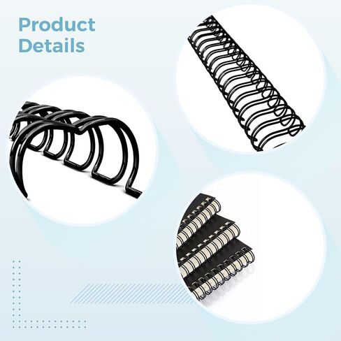 34 Rings, 100 Pcs Double Loop Binding Wire, 3/8 Inch 9.5Mm Black, Binding Spines for Document Binding, Nylon Coated, Compatible with 3:1 Pitch Binding Machines in Saudi Arabia