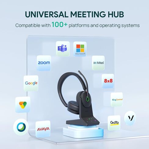 Yealink WH68 ANC DECT&Bluetooth Wireless Headset, 606ft Long Rang 96% Active Noise Cancellation Dual Ear Zoom,UC Headphones with 6X Mic,32H Call,Work Stereo Headsets(PC,Cellphone,Laptop) in Saudi Arabia
