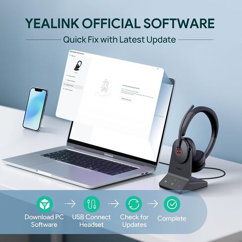 Yealink WH68 ANC DECT&Bluetooth Wireless Headset, 606ft Long Rang 96% Active Noise Cancellation Dual Ear Zoom,UC Headphones with 6X Mic,32H Call,Work Stereo Headsets(PC,Cellphone,Laptop) in Saudi Arabia