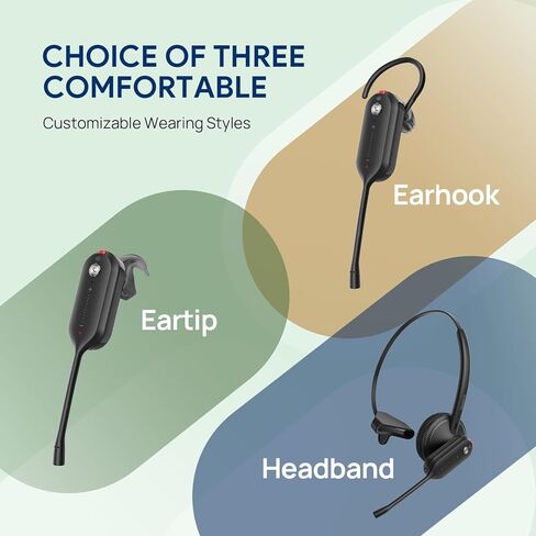 Yealink DECT Wireless Headset WH63 E2 UC,Single Ear (Mono) Convertible Office Headset with Noise Canceling Mic, 607Ft Range,3 Wearing Styles,Connects to Desk Phone and Computer in Saudi Arabia