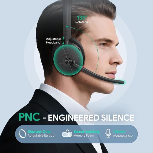 Yealink WH68 ANC DECT&Bluetooth Wireless Headset,606ft Long Rang 96% Active Noise Cancellation StereoTeams Headphones with 6X Noise Cancelling Mic,32H Call,Work Dual Ear Headsets (PC,CellPhone,Laptop) in Saudi Arabia